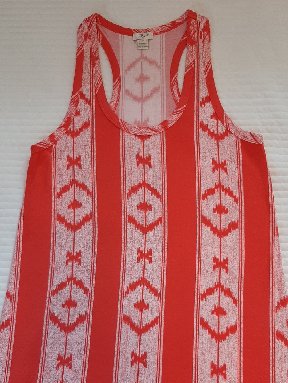 J. Crew Women's S Coral and White Patterned Racerback Tank Style Maxi Sundress